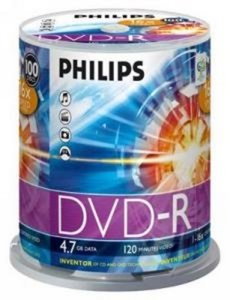 Philips DVD-R 4.7 GB 16x speed in cakebox 100 stuk